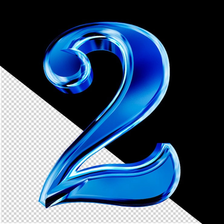 Blauw 3D-symbool met bevelnummer 2