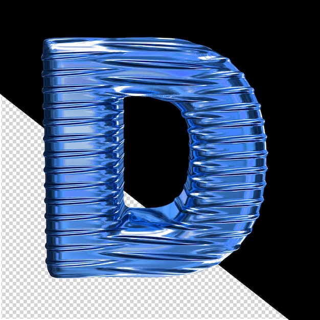 PSD blauw 3d-symbool met geribbelde horizontale letter d