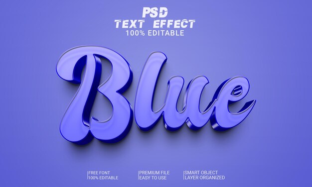 Blauw 3d-teksteffect psd-bestand