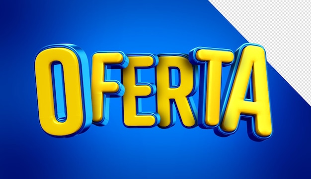 Blauw aanbod 3D-logo met geel voor compositie