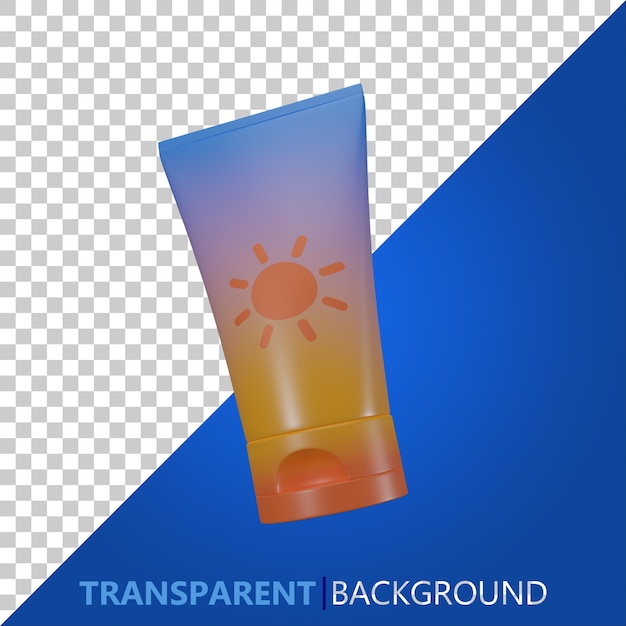 PSD blauw en oranje 3d zonnecrème