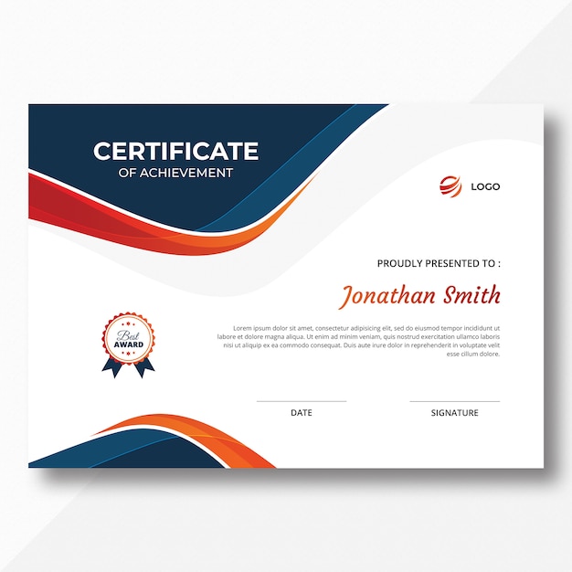Blauw en oranje golven certificaat