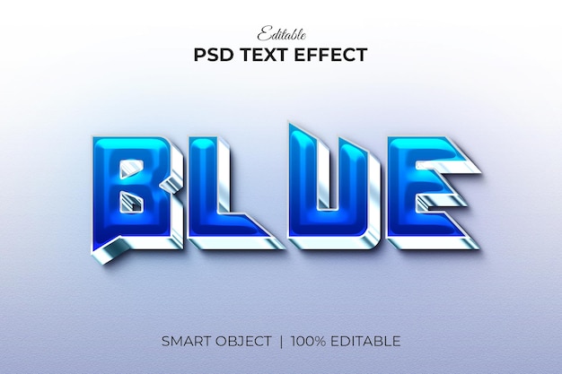 Blauw glanzend 3d bewerkbaar teksteffect mockup premium PSD