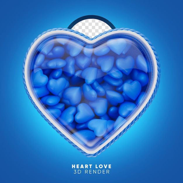 Blauw hart element 3d render