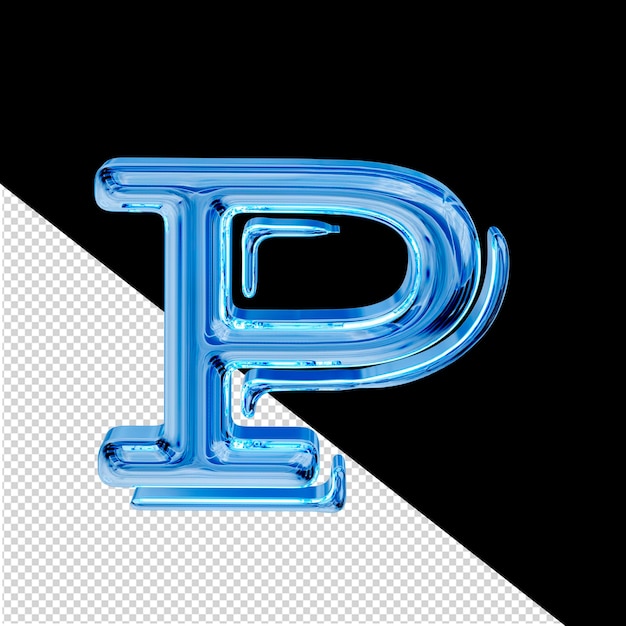 PSD blauw ijs 3d symbool letter p