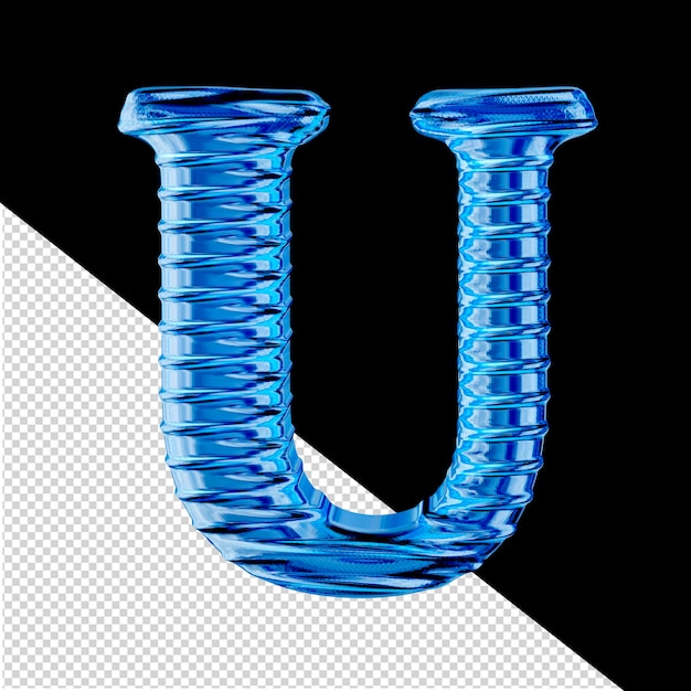 PSD blauw ijs 3d-symbool. letter u