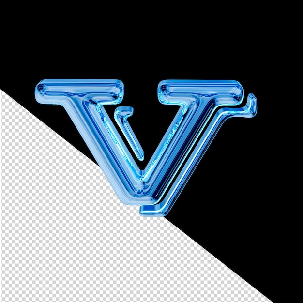 Blauw ijs 3d symbool letter v