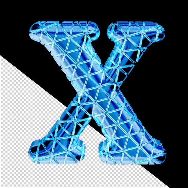 PSD blauw ijs 3d symbool met driehoekige secties letter x