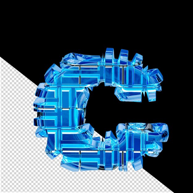 PSD blauw ijs getransformeerd 3d symbool letter c