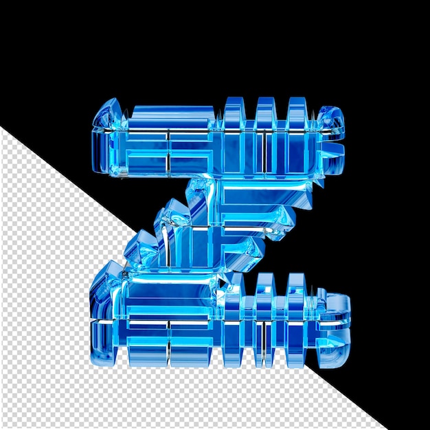 Blauw ijs getransformeerd 3d symbool letter z