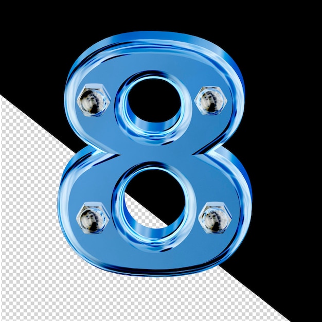 PSD blauw ijssymbool met bouten nummer 8