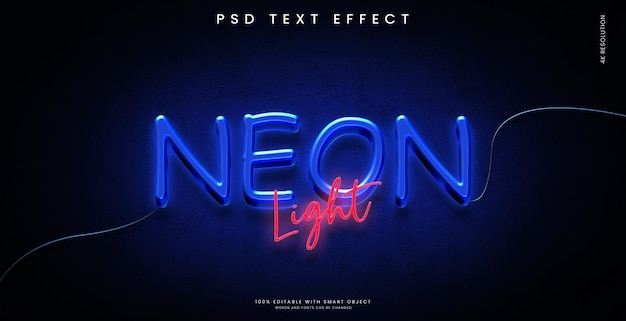 PSD blauw neon 3d-teksteffectmodel