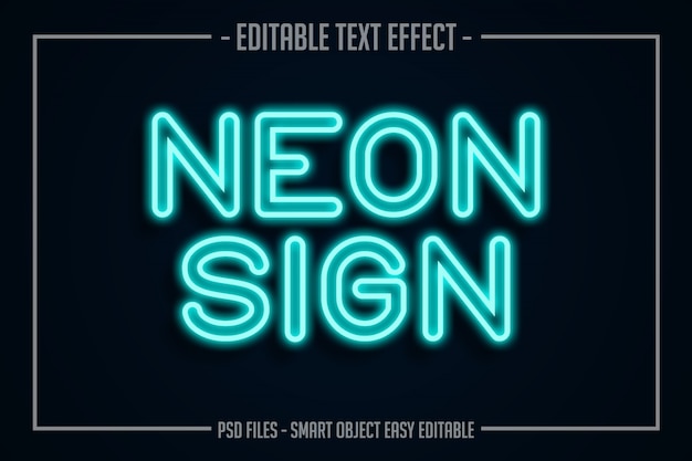 Blauw neon tekststijl bewerkbaar lettertype-effect