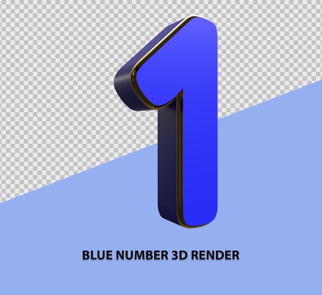 Blauw nummer 3d-rendering