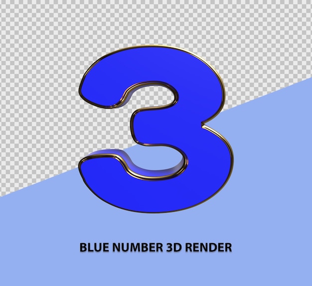 PSD blauw nummer 3d-rendering