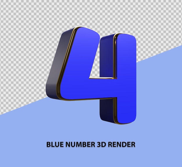 PSD blauw nummer 3d-rendering