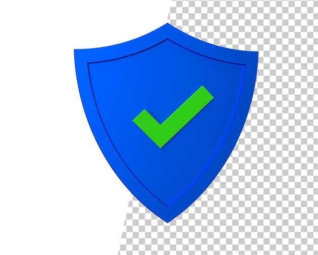 Blauw schild veiligheidslogo 3d-rendering