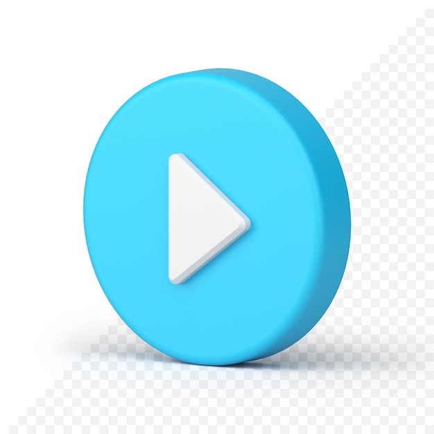 Blauw spel start cirkel badge isometrische navigatie menu knop pijl rechts realistisch 3D-pictogram