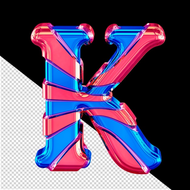 Blauw symbool met roze horizontale dunne riemen letter k