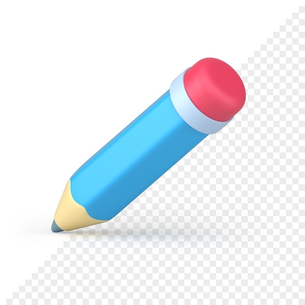 Blauw volumetrisch potloodpictogram 3d render