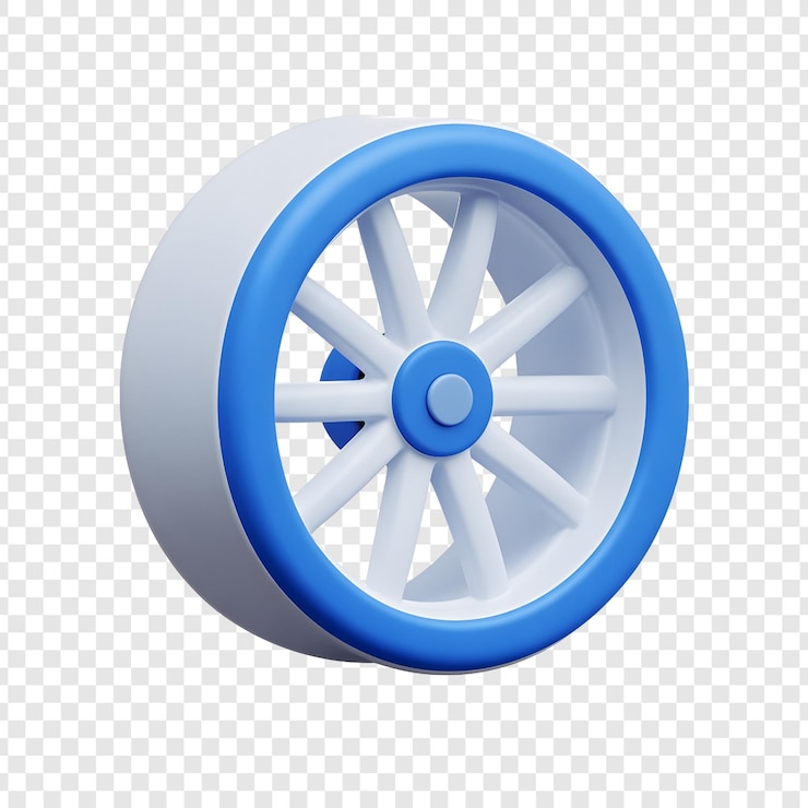 PSD blauw wiel op een witte achtergrond