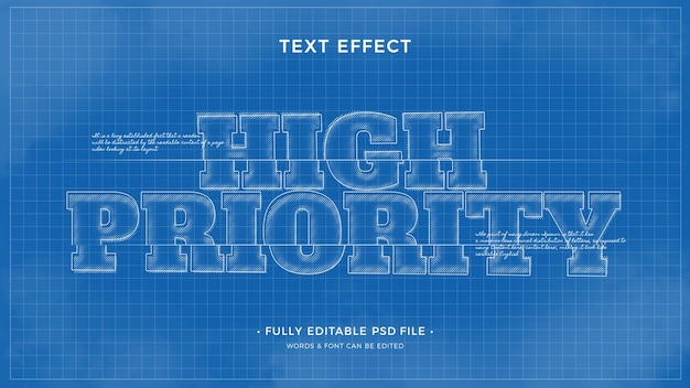Blauwdruk teksteffect