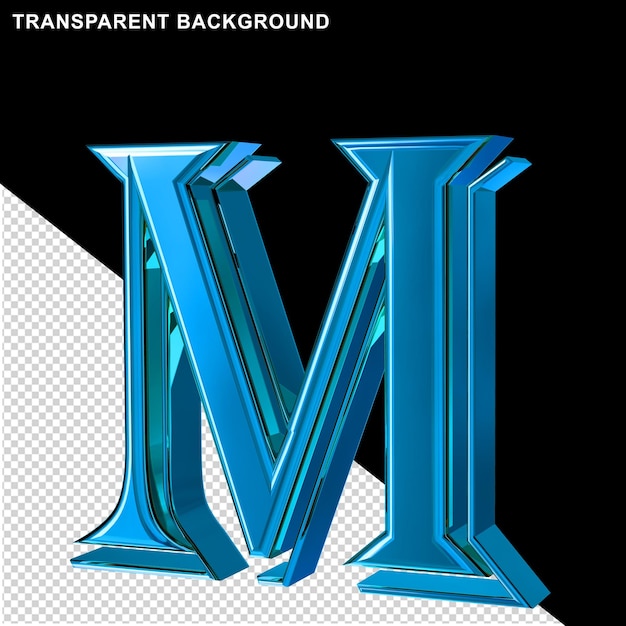 Blauwe 3d letter m