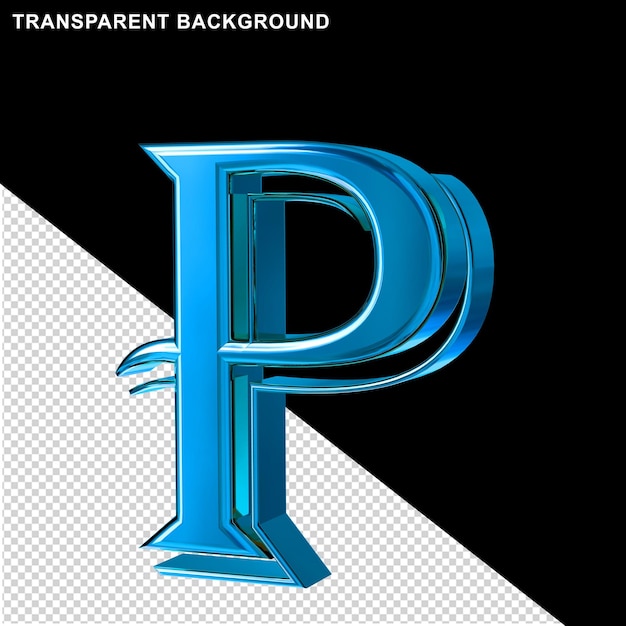 PSD blauwe 3d letter p