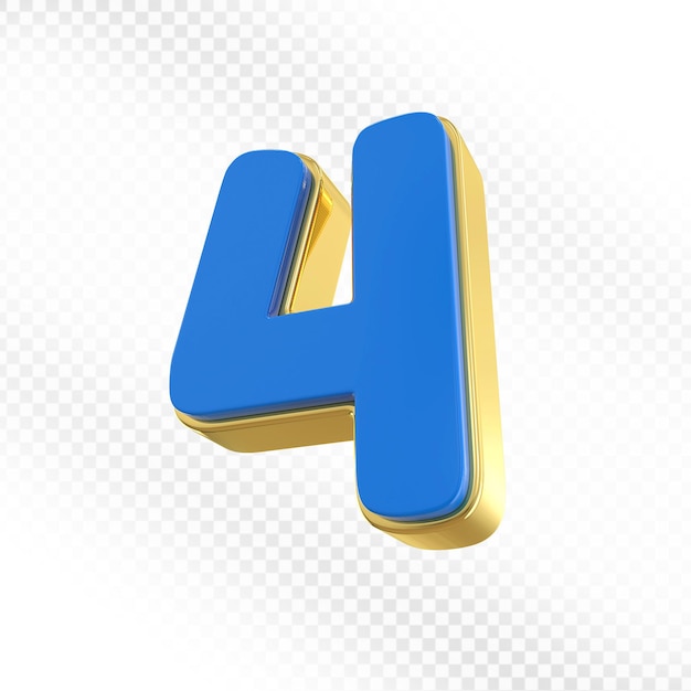 Blauwe 3D-weergave van het getal 4