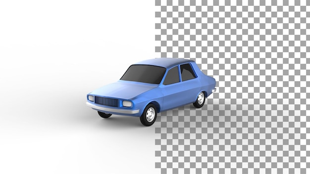 Blauwe auto hoekmening met schaduw 3d render