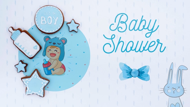 Blauwe baby douche decoraties