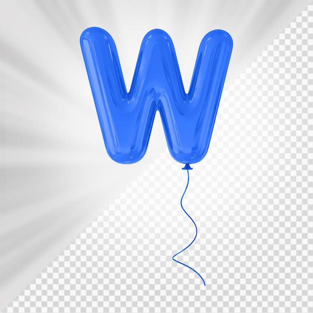 Blauwe ballon letter w