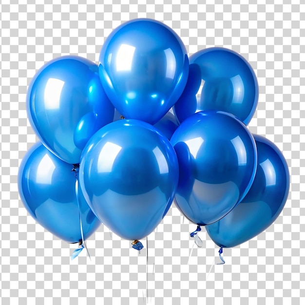 Blauwe ballonnen geïsoleerd op een doorzichtige achtergrond