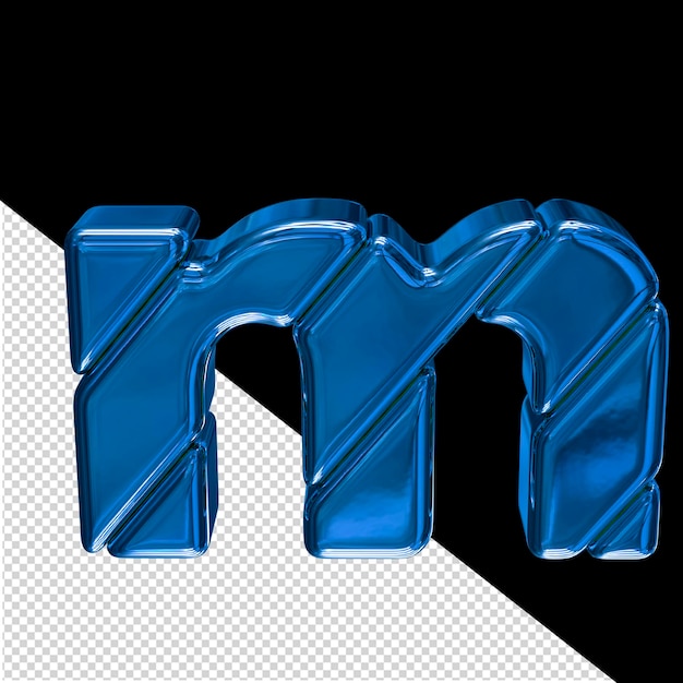 Blauwe bloksymbool letter m