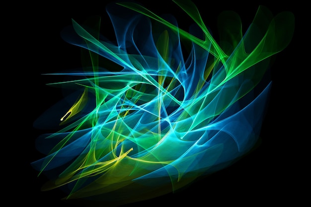 Blauwe en groene abstracte achtergrond met een werveling van licht