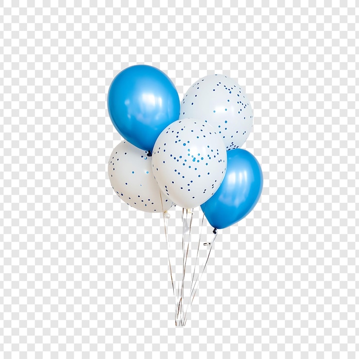 PSD blauwe en witte polka dot ballonnen geïsoleerd op een doorzichtige achtergrond