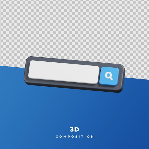 PSD blauwe en witte zoekbalk 3d-rendering