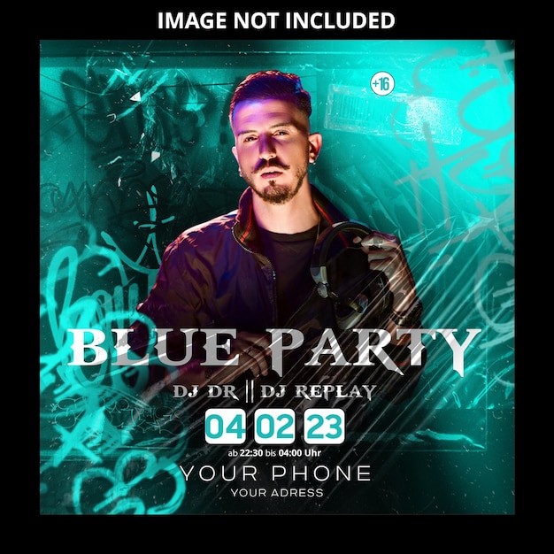 Blauwe feestflyer