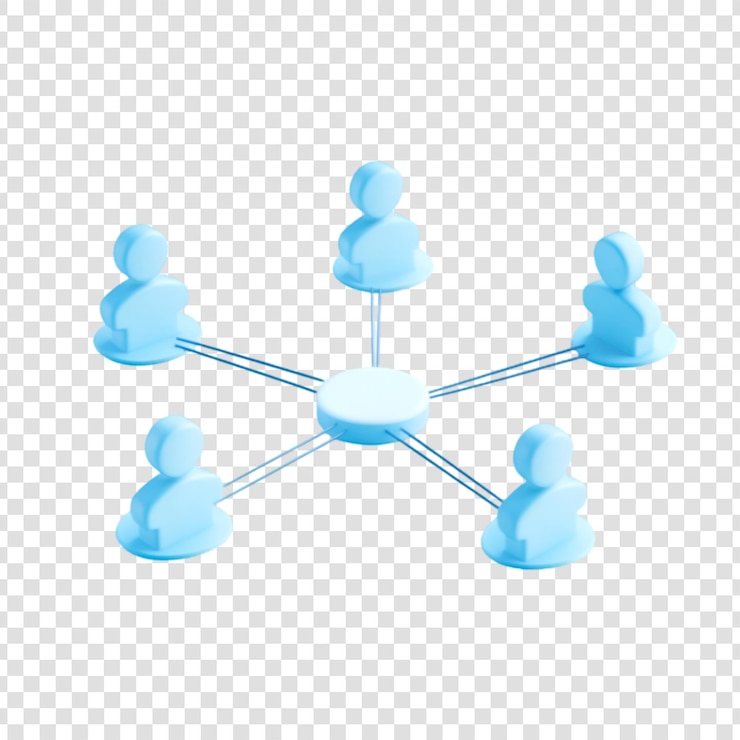PSD blauwe figuren verbonden in een netwerk dat samenwerking en teamwerk symboliseert een gevoel van eenheid