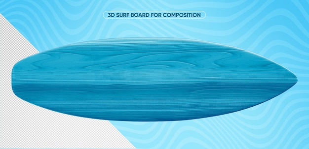 PSD blauwe houten surfplank voor compositie