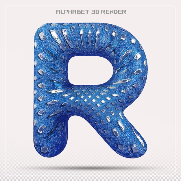 PSD blauwe letter r lettertype alfabet 3d render