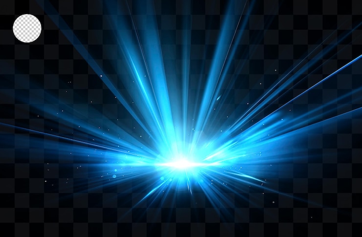 PSD blauwe lichtstralen op een transparante achtergrond