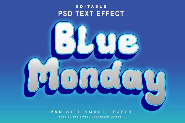 PSD blauwe maandag tekststijl effect