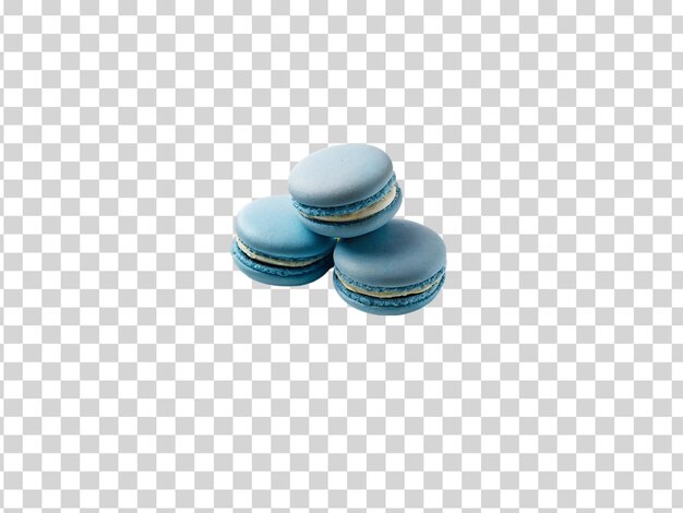 PSD blauwe macarons geïsoleerd op een doorzichtige achtergrond