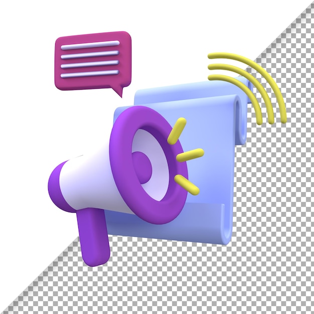 Blauwe megafoon afbeelding achtergrond 3D render pictogram voor bedrijf idee concept