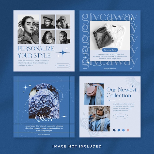 Blauwe mode Instagram post instellen sjabloon