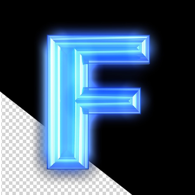 PSD blauwe neon symbool letter f