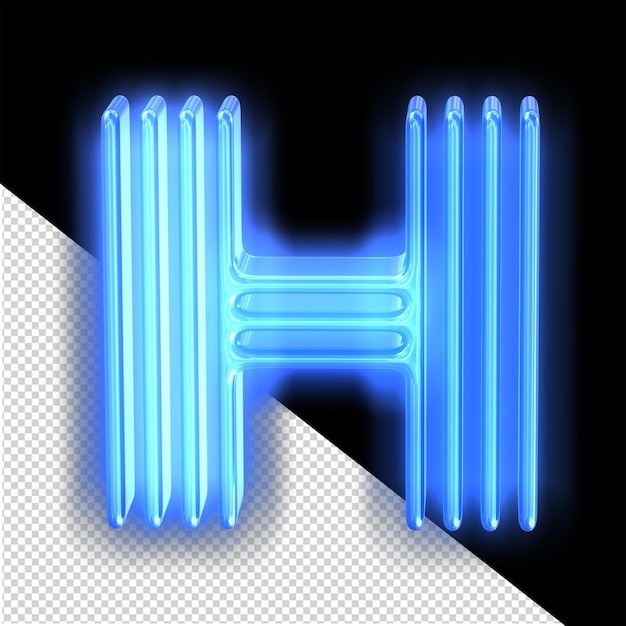 Blauwe neon symbool letter h