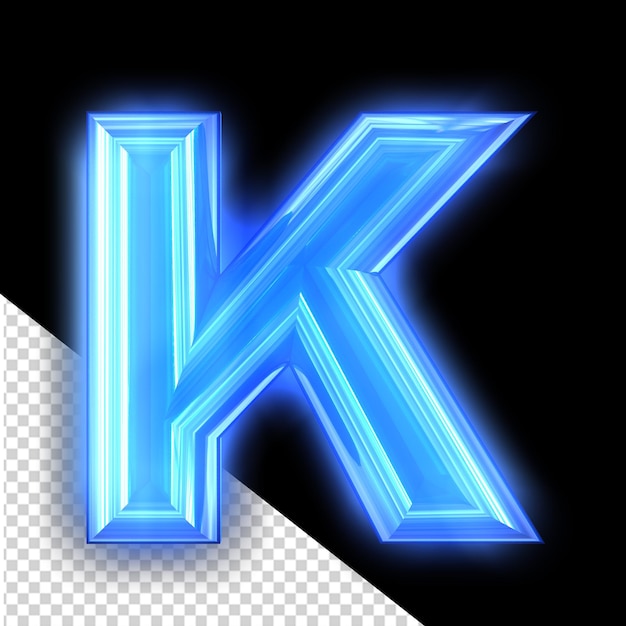 PSD blauwe neon symbool letter k