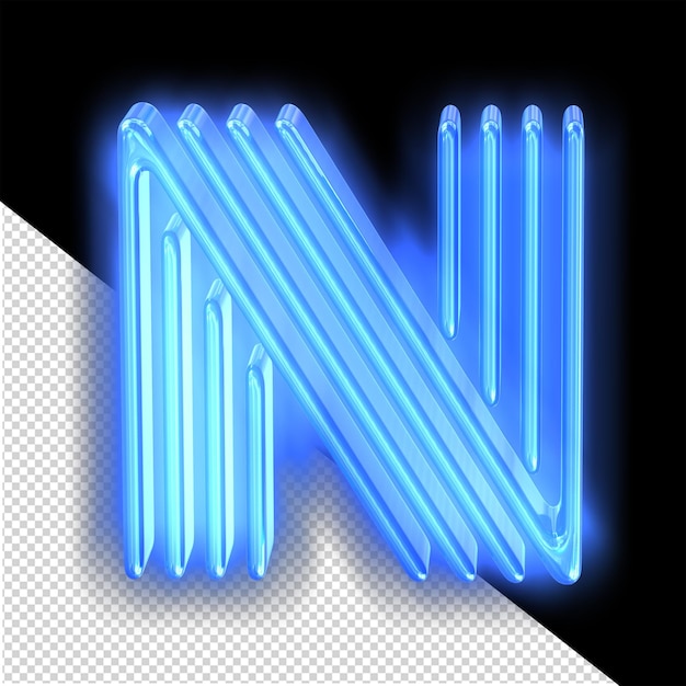 PSD blauwe neon symbool letter n